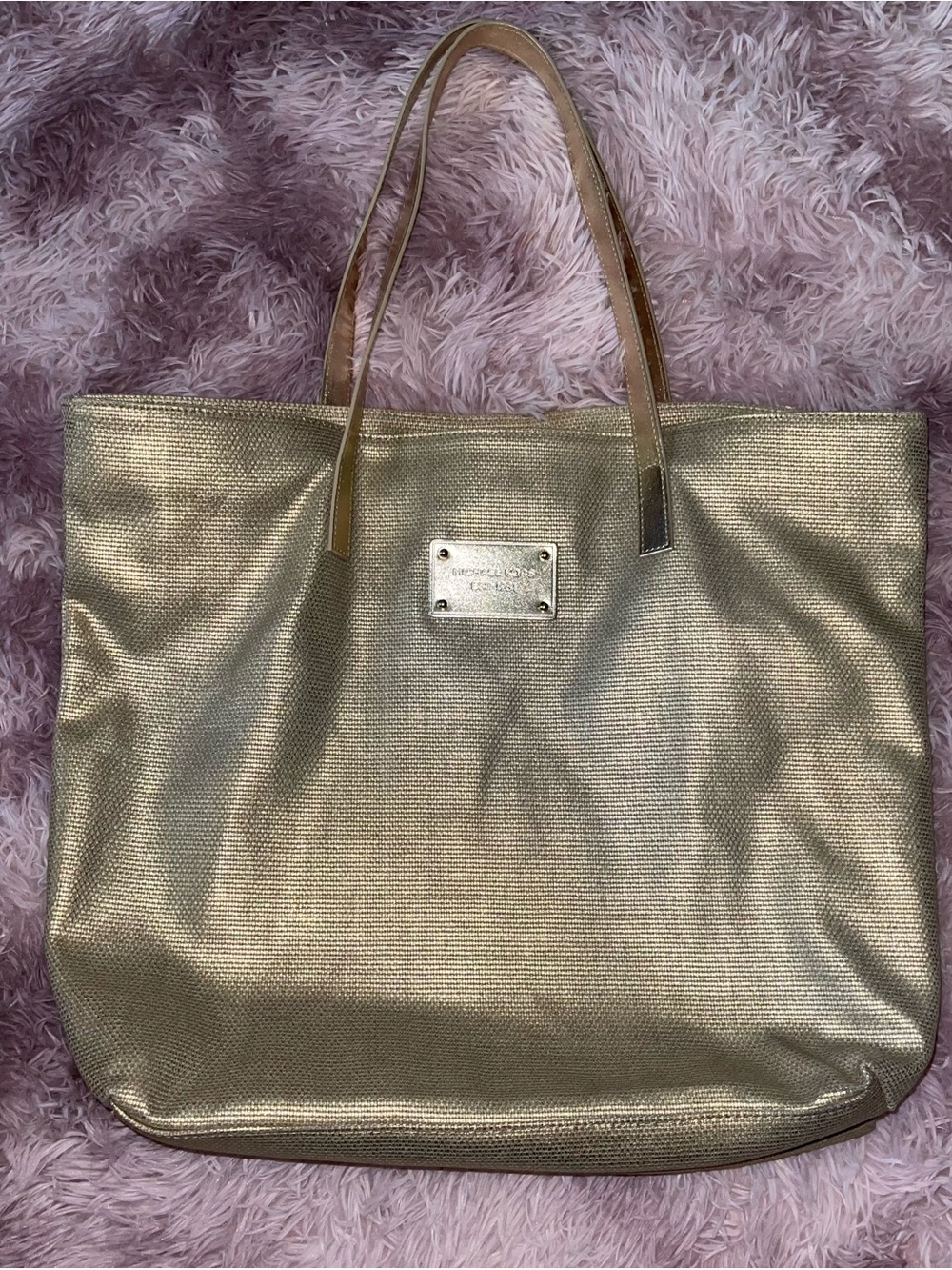 Metallic Gold Tote Bag with Shoulder Straps